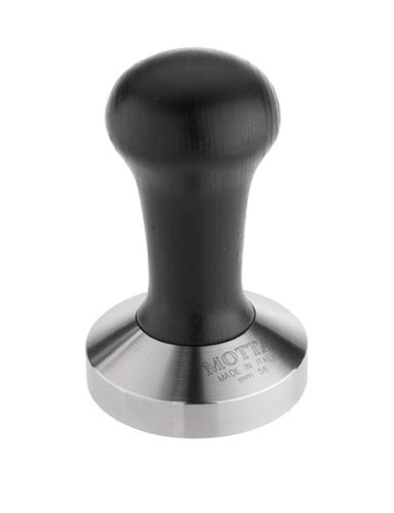 Motta 8100/B Professional Flat Base Coffee Tamper, 58mm, Black Handle - Image 1